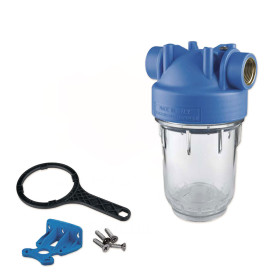 Atlas Filtri DP 5 MONO TS OT KIT фільтри холодної води з прозорим стаканом для картриджів 5 дюймів латунною різьбою в наборі з ключем та настінним кріпленням