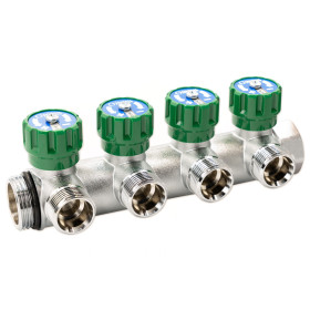 GF 6300.R8 Flexus 90° 1″ 4 виходи розподільчі колектори 90° для водопостачання з з вентилями та самоущільнюючим з'єднанням