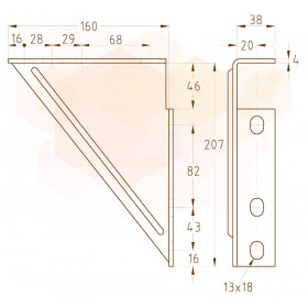Mupro MPR/MPC кронштейн консольний 207x160