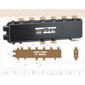 559231 Caleffi гідравлічний колектор-сепаратор 125мм 3+1 Sepcoll