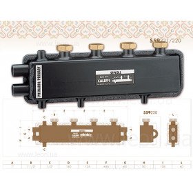 559220 Caleffi гидравлический сепаратор-коллектор 125мм 2 Sepcoll