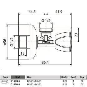 Albertoni C428685 крани вентильні для підключення сантехприладів 1/2"х1/2" трикутна ручка