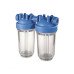 Atlas Filtri DP Big 10 Duo TS IN Kit подвійні фільтри холодної води BIG діаметром 4.5" з прозорими колбами для картриджів 10 дюймів з ключем, настінним кріпленням
