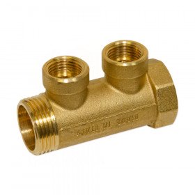 Bianchi 222 колектори латунні підключення 3/4″ або 1″ з 2-ма виходами 1/2″ внутрішня різьба, міжосьова відстань 36 мм