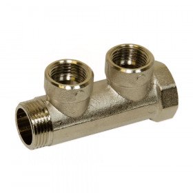 Bianchi 222 колектори латунні підключення 3/4″ або 1″ з 2-ма виходами 1/2″ внутрішня різьба, міжосьова відстань 36 мм
