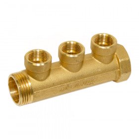 Bianchi 223 колектори латунні підключення 3/4″ або 1″ з 3-ма виходами 1/2″ внутрішня різьба, міжосьова відстань 36 мм