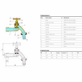 Bonomi 357011 кран садовий з штуцером 1/2″ матовий хром