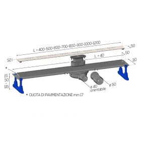 Ghidini 4010 Medium лоток душовий довжина 500, 600 та 700 мм 