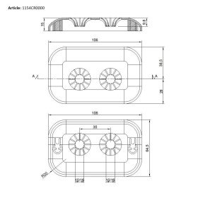 Go-Plast 1154CR0000 розетка сантехнічна подвійна хромована прямокутна