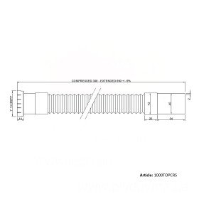 GoPlast 1000TOPCR3 трубка гофрована Ø1.1/2″ x 40 поліпропіленова з металевою гайкою