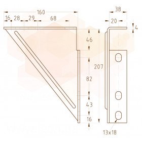 Mupro MPR/MPC кронштейн консольний 207x160