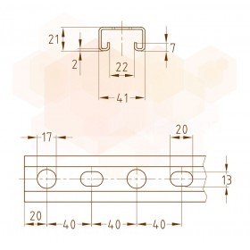 Mupro MPR профиль монтажный 41/21 HDG
