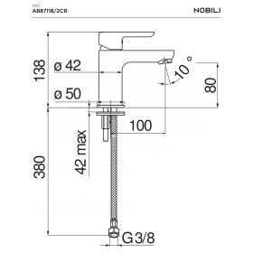 Змішувач для умивальника Nobili ABC AB87118/2CR
