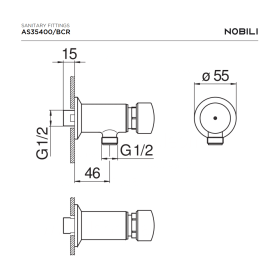 Nobili AS35400/BCR хромований кран-дозатор пісуара 1/2