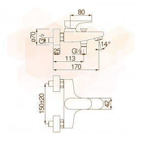 Nobili YO126110/1CR змішувач для ванни та душу