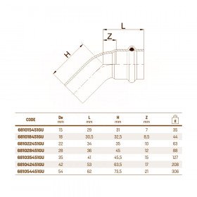 RM aesPres Uniko 681/451 коліно 45° внутрішнє-зовнішнє з'єднання