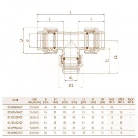 Unidelta 1013 D16-40 трійники редукційні фітинги поліпропіленові компресійні