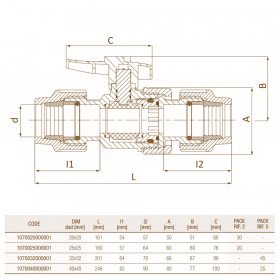 Unidelta 1070 D16-40 кран кульовий для поліетиленових труб