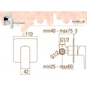 VV103108CR смеситель встроенный