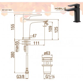 Nobili Seven Black SE124118/2BM змішувач умивальника
