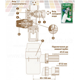 Caleffi 526142KIT запобіжна група для бойлерів та воднагрівачів з клапаном-відсікачем, зворотним клапаном та сифоном