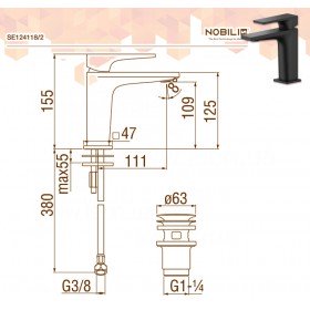 Nobili Seven Black SE124118/2BM смеситель умывальника
