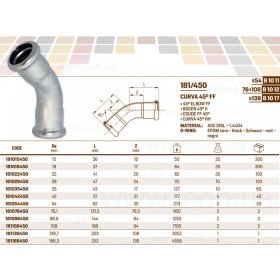 прес фітинги кутові 45° InoxPres 181/450 з нержавіючої сталі внутрішнє-внутрішнє з’єднання