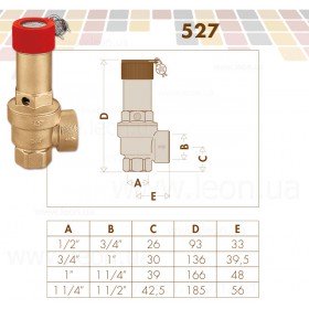 Caleffi 5275 EST запобіжний скидний клапан 110°С ¾х1″ внутрішня-внутрішня різьба