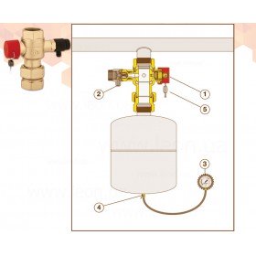 Caleffi 5580 кульовий запірний та зливний кран для розширювальних баків
