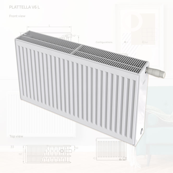 Сталеві радіатори DeLonghi Plattella V6L