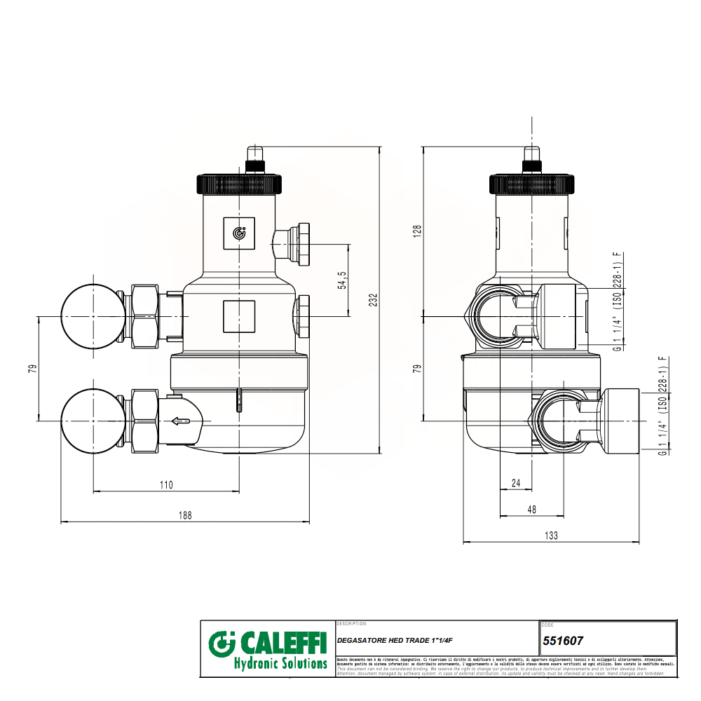 Caleffi 551607 HED деаератор 1 1/4″