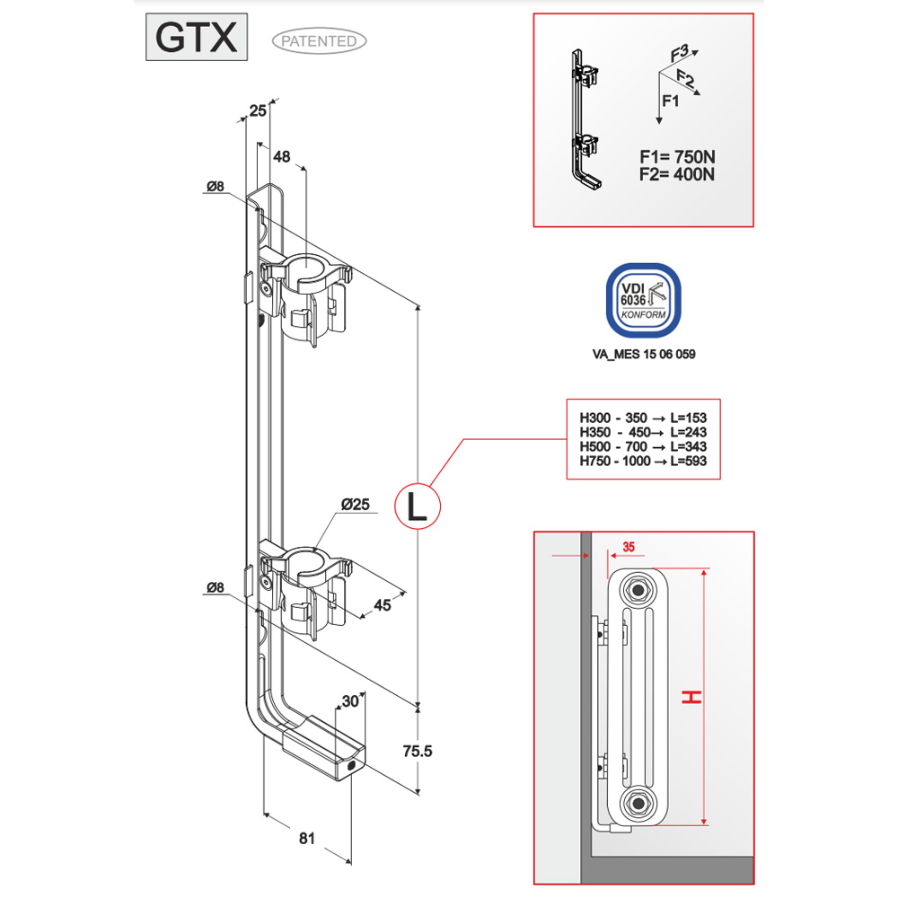 MB GTX кронштейн трубчатого радиатора