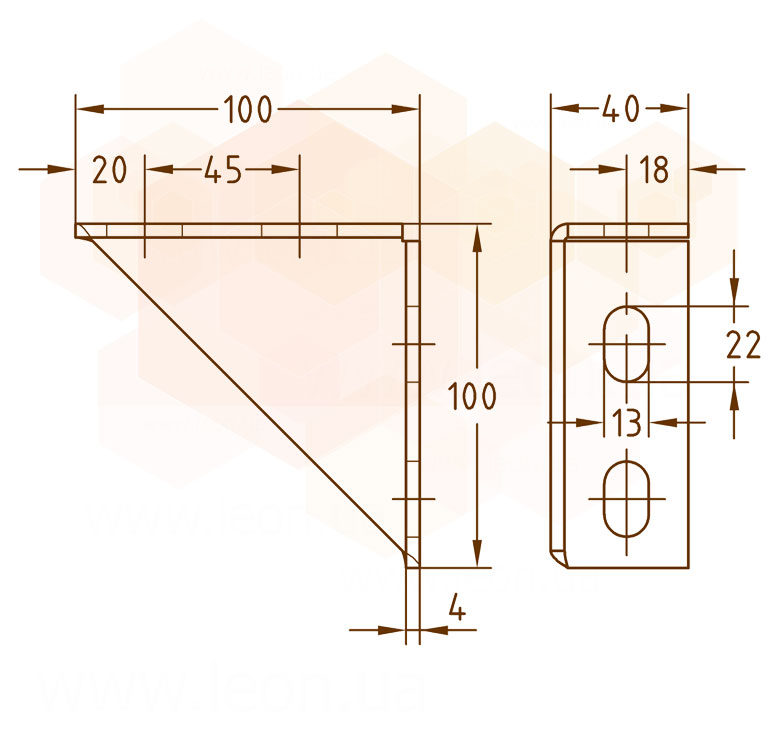 Mupro MPR/MPC кронштейн консольний 100x100
