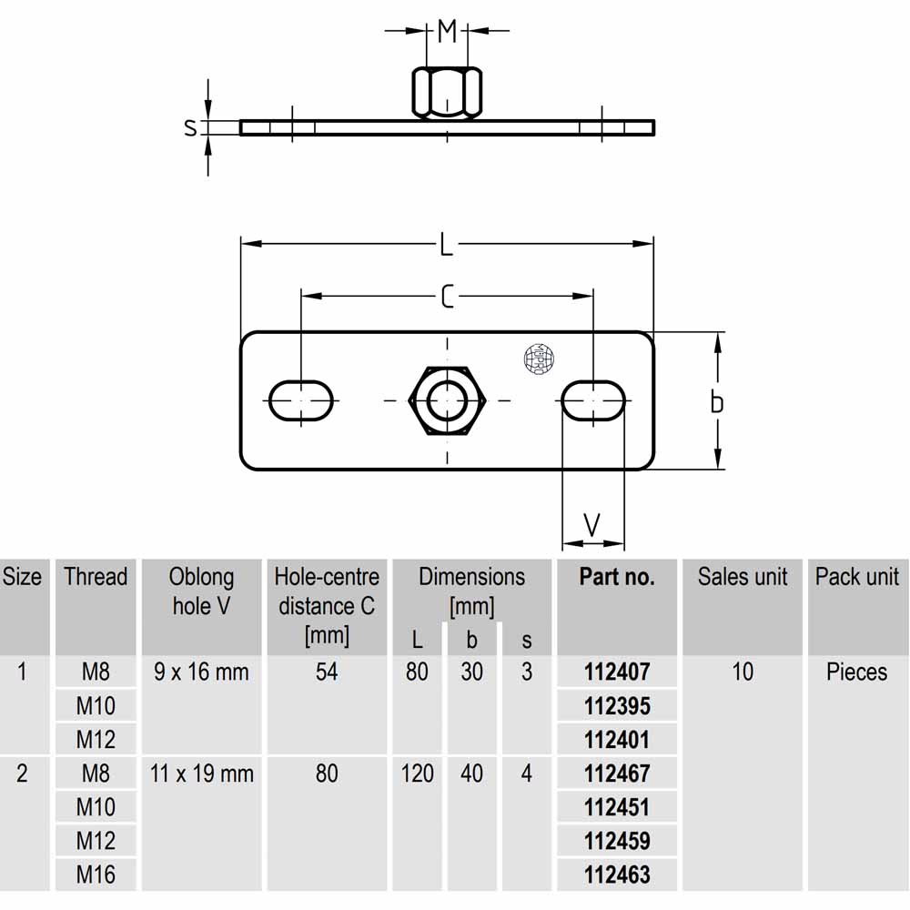 Mupro Base plates with hexagonal nut