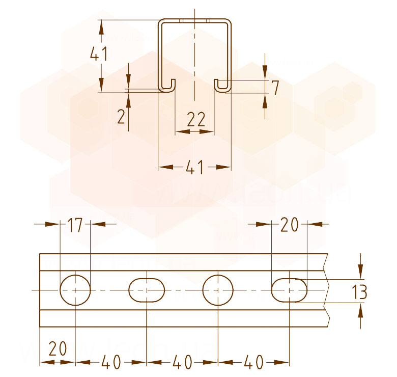 Mupro MPR профиль монтажный 41/41 HDG