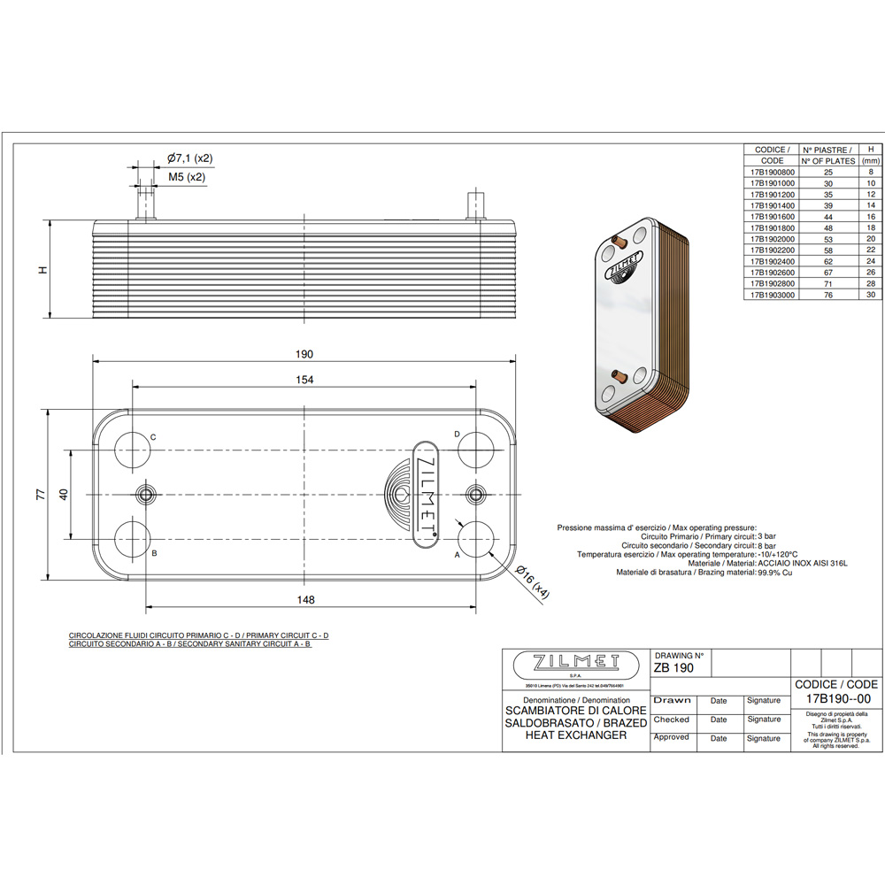 Zilmet теплообменник ZB 190