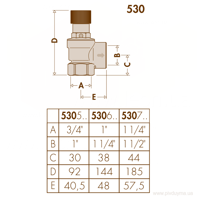 Caleffi 5306 мембранний клапан ВВ