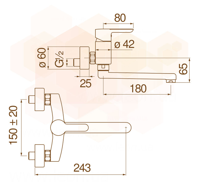 AB87115CR Nobili ABC смеситель настеный
