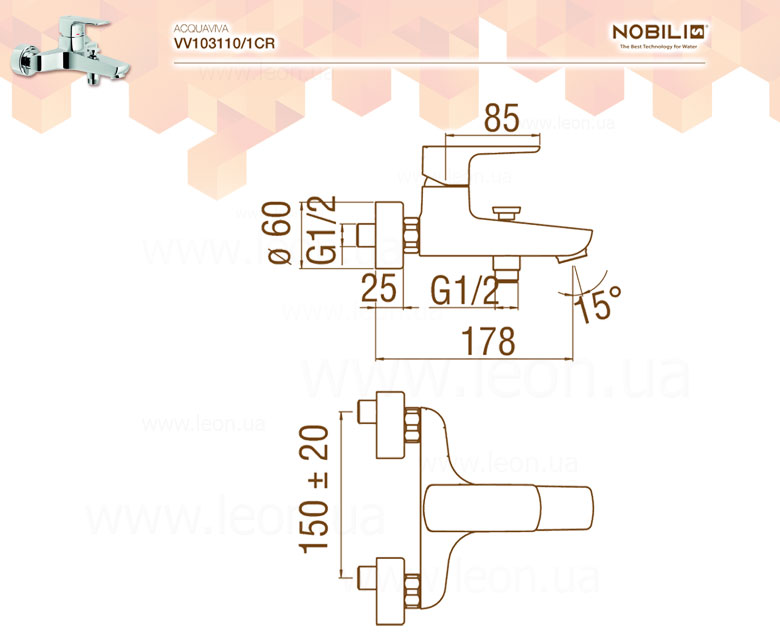 VV103110/1CR смеситель для ванны