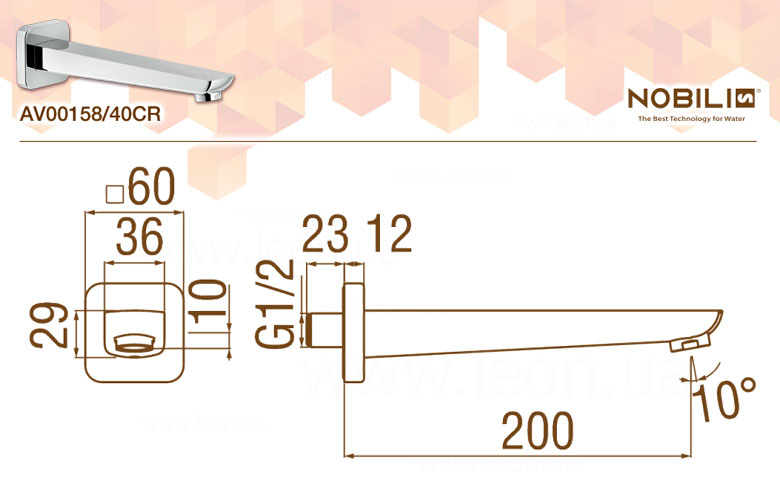 AV00158/40CR излив для смесителя