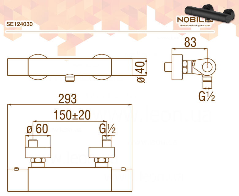 Nobili Seven Black SE124030BM душевой смеситель