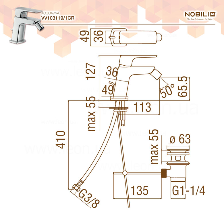 VV103119/1CR смеситель для биде