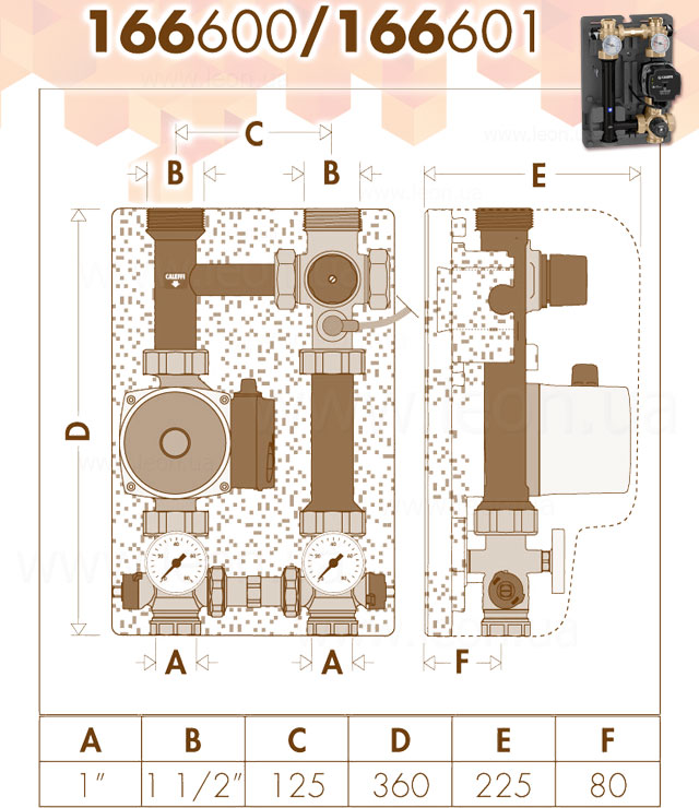 Caleffi 166609 група терморегуляції